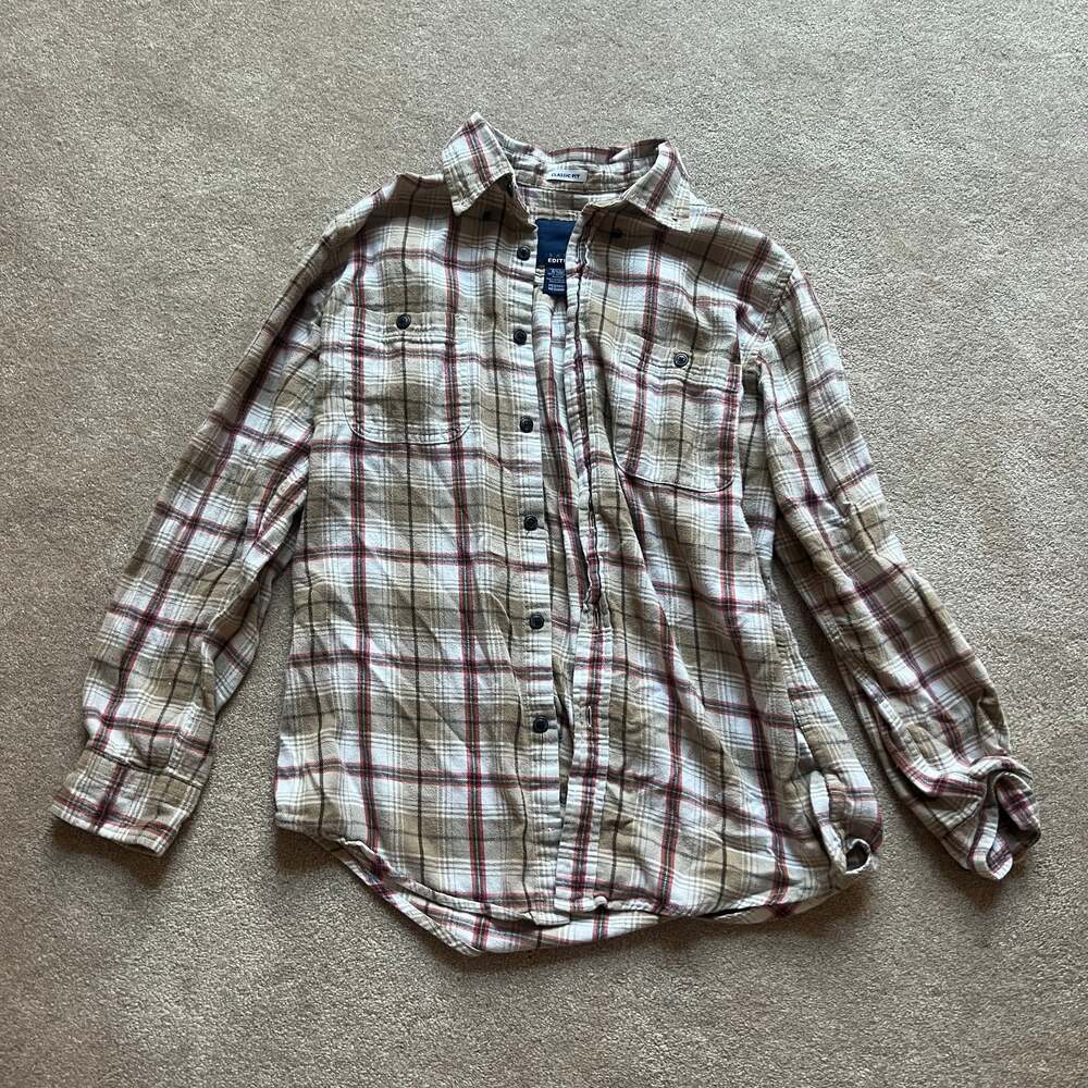 Basic Editions Long Sleeve Button down Plaid Flannel Shirt